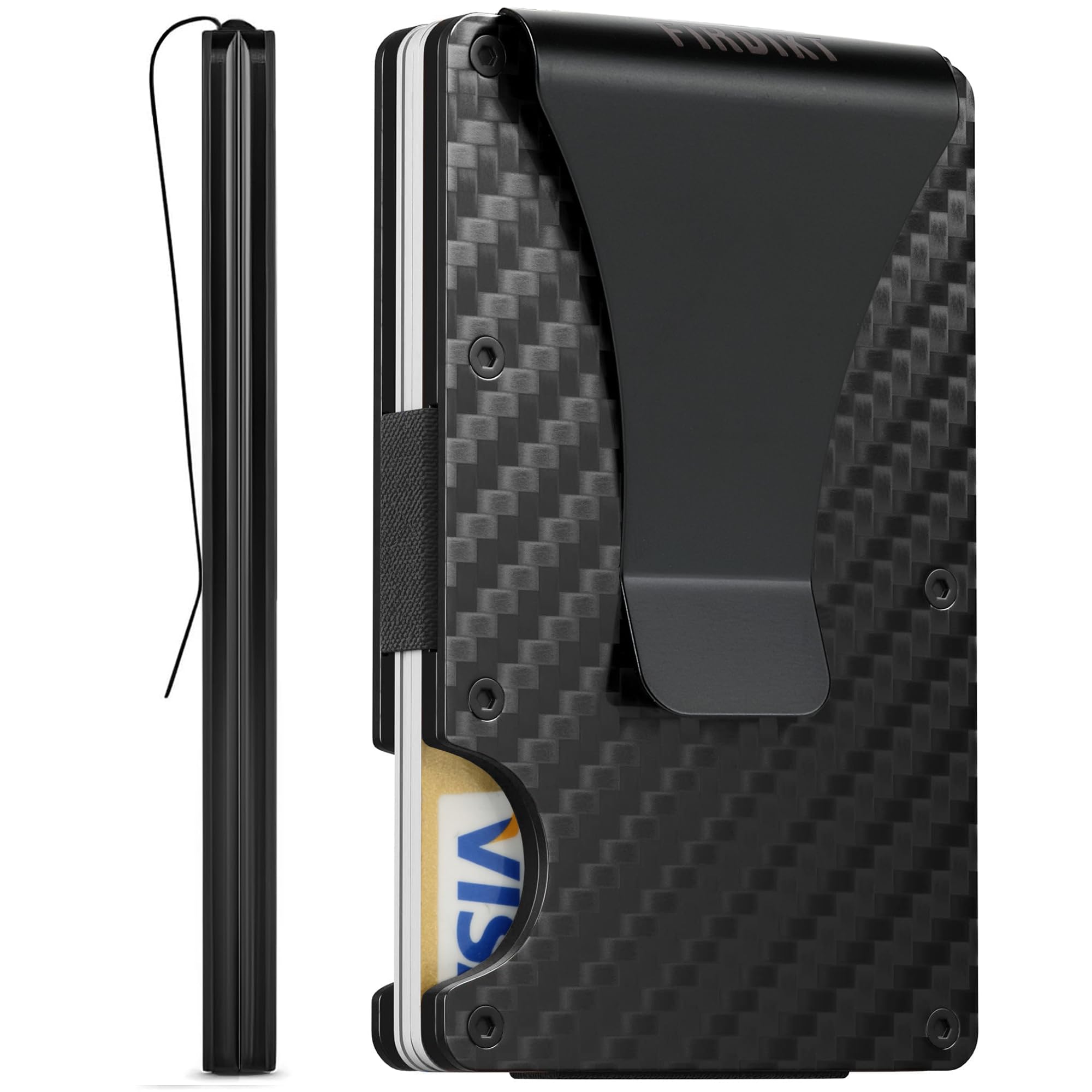 Travel Wallet Slim - Karbon Fiber Cüzdan, Metal Para Klipsi